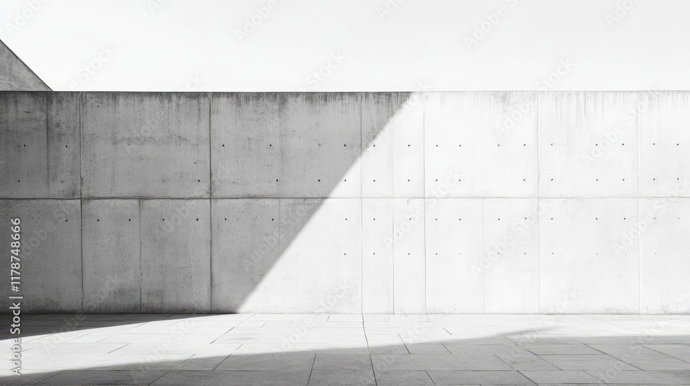 Poster minimalist white textured concrete wall with soft shadows creating an abstract architectural backgro