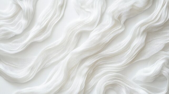 White textured background featuring flowing fabric strands creating a soft and elegant surface suitable for various design purposes