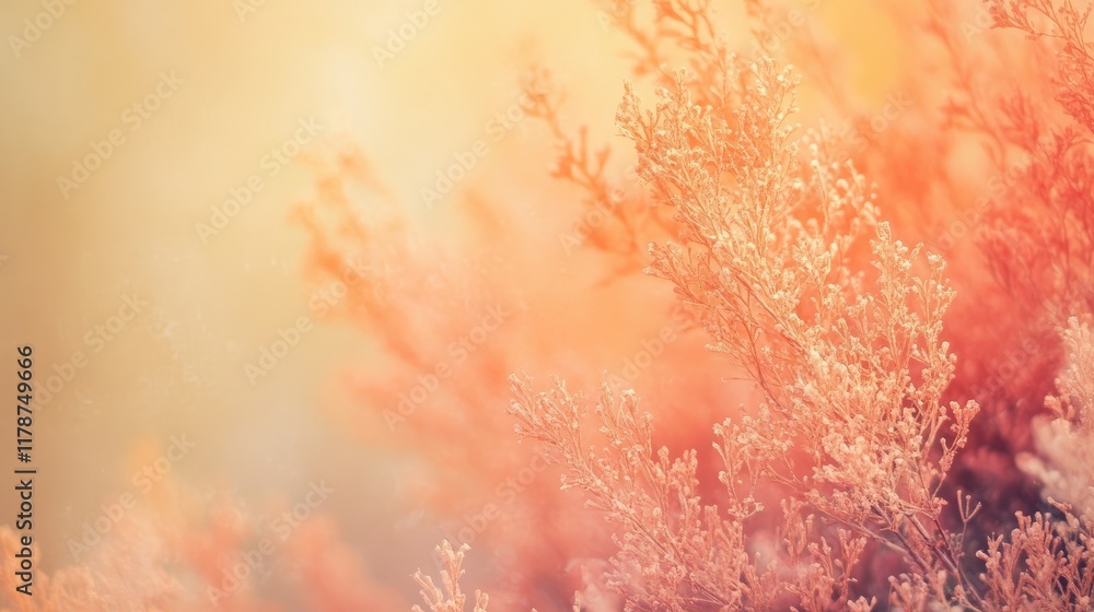 Poster coral and orange abstract textured background with soft blurry elements for design and copyspace use