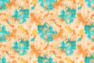 Watercolor Floral Pattern on Linen Texture