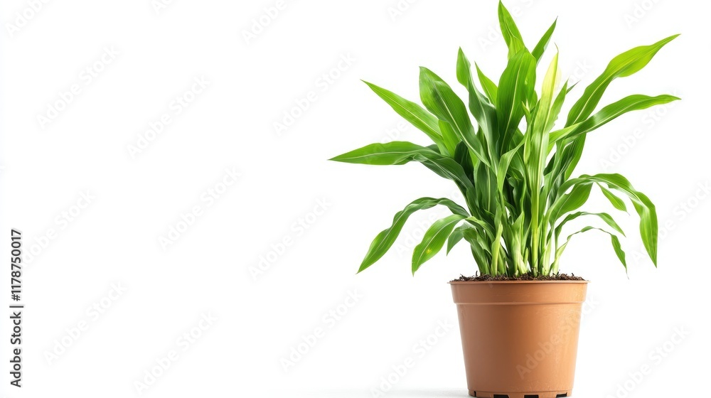 Aufkleber corn plant in pot front view isolated on white background with copy space for text or design use in 