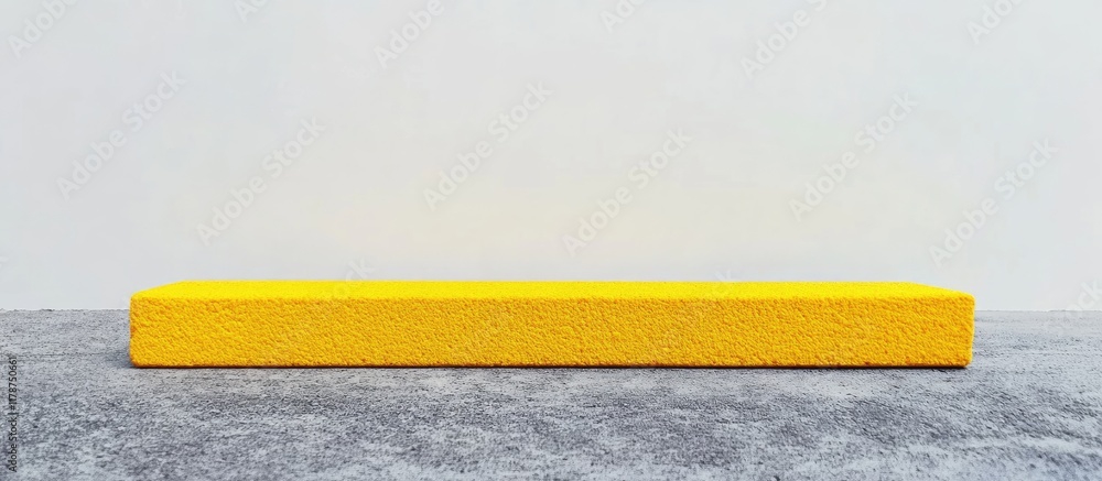 Poster yellow asphalt line on gray pavement with ample blank space for customizable text or graphic overlay