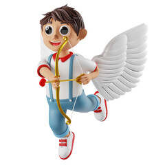 Obraz premium 3D Character Cupid Boy with Bow and Arrow