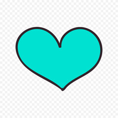 Doodle hand drawn heart drawing on white background