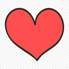 Doodle hand drawn heart drawing on white background