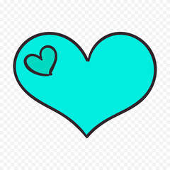 Doodle hand drawn heart drawing on white background