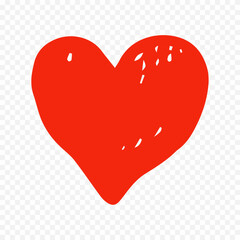 Doodle hand drawn heart drawing on white background