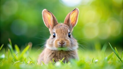 Fototapeta premium Close-up view of a cute little rabbit, adorable, fluffy, animal, wildlife, pet, furry, close-up, adorable, bunny, rabbit, domestic