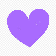 Doodle hand drawn heart drawing on white background