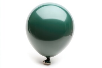 A single dark green balloon sits on a white background