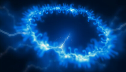 Obraz premium time space lightning explosion plasma travel power ring lightning f glow magic ball background Blue blast abstract glowing field fractal electric illustration blue nuclear energy plasma light white,