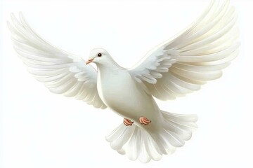 Fototapeta premium White dove soaring gracefully against a plain background in a peaceful display of freedom and beauty