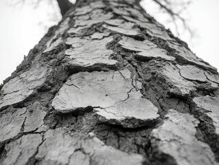Cracked earth patterns in black and white texture showcase natural drought effects