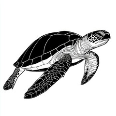 Obraz premium Elegant Monochrome Sea Turtle: A Stunning Wildlife Illustration