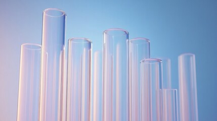 Obraz premium A close-up of a financial bar graph with tall, transparent bars rising against a minimalist background, showcasing clear financial growth