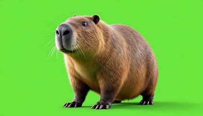 Curious Capybara: A Realistic 3D Render of a Furry Rodent