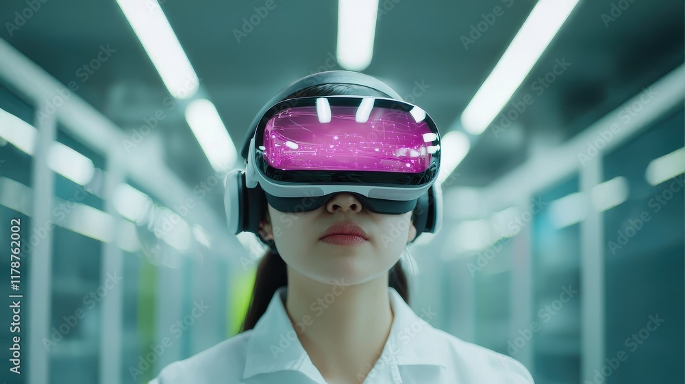Poster immersive virtual reality experience with a focused user.