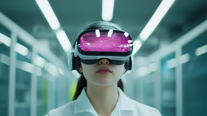 Immersive virtual reality experience with a focused user.