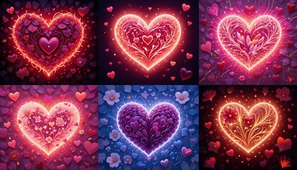 Fototapeta premium set of pink hearts