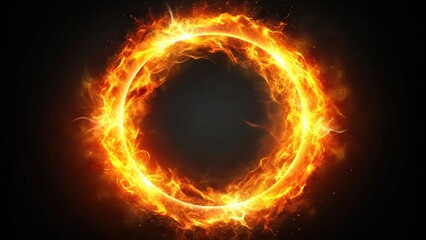Dynamic orange ring with fiery essence and explosive energy for high-impact VFX overlays, orange, ring, fiery, essence