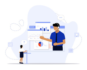 online consulting concept illustration. Suitable for landing page, ui, web, App intro card, editorial, flyer, and banner.