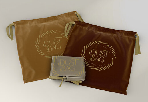 Trio of Dust Bags Packaging Mockup