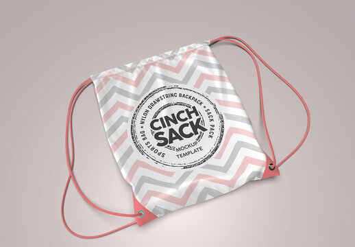 Drawstring Backpack Cinch Sack Flat Right View Mockup