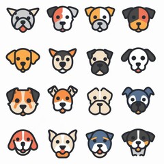 Obraz premium Cute Dogs Set, Pet Animal Symbols, Hand Drawn Puppy Icons Silhouettes, Funny Dog Character