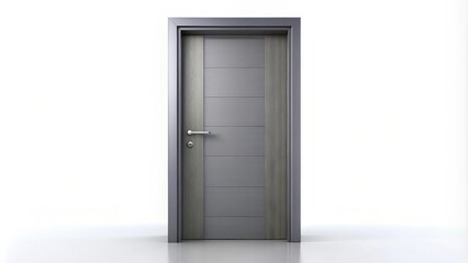 Grey modern door with a sleek design, isolated on background, door, grey, modern, isolated,entrance, home