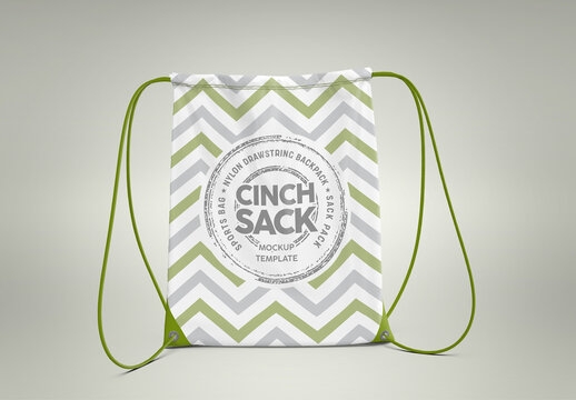 Drawstring Backpack Open Cinch Sack Front View Mockup