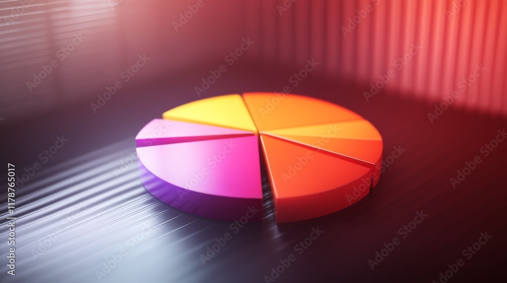 Aufkleber A colorful D pie chart with individual segments floating in mid-air, surrounded by a soft glow, symbolizing financial data distribution