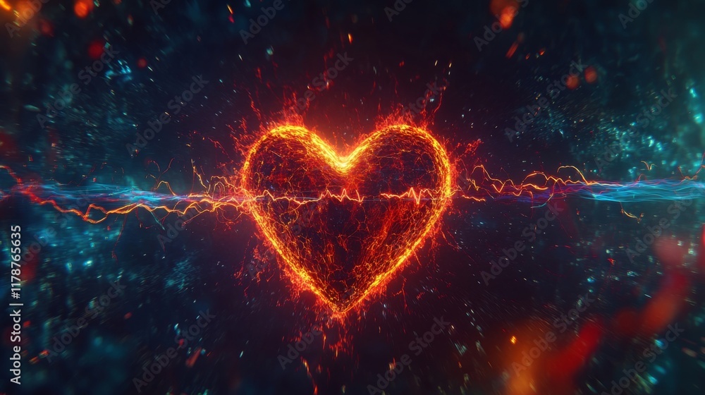 Aufkleber a colorful heartbeat graph flowing smoothly across a digital display, representing the life force an