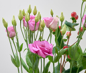 a bouquet of eustoma flowers growing in an apartment