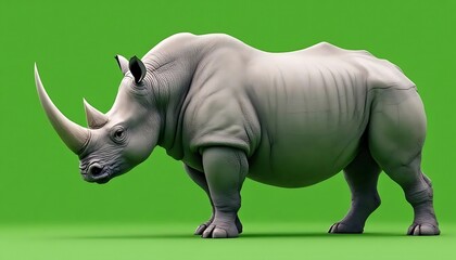 Obraz premium White Rhinoceros: A Sculpted Profile Against Green