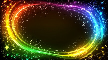 Fototapeta premium Rainbow Swirls and Sparkling Stars Background Design