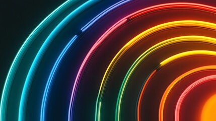 Obraz premium Abstract Rainbow Arcs Glowing Neon Light Design