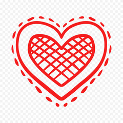 Doodle hand drawn heart drawing on white background