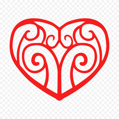 Doodle hand drawn heart drawing on white background