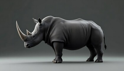 Fototapeta premium Majestic Rhino: A Sculpted Study in Gray