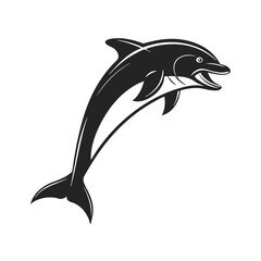 Fototapeta premium Silhouette of a leaping fish, perfect for logos or aquatic themes icon