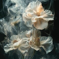 Flowers . They are encased in a luminous shell of purple smoke as if covered translucent .