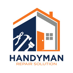 House repair tools logo. Handyman tools logo template.