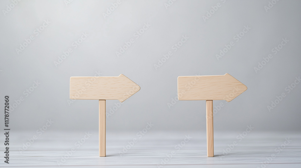 Poster two wooden arrows pointing right: a minimalist image featuring two wooden arrows pointing to the rig