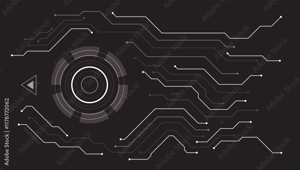 Poster ui hud screen tech system innovation concept background template. vector illustration.