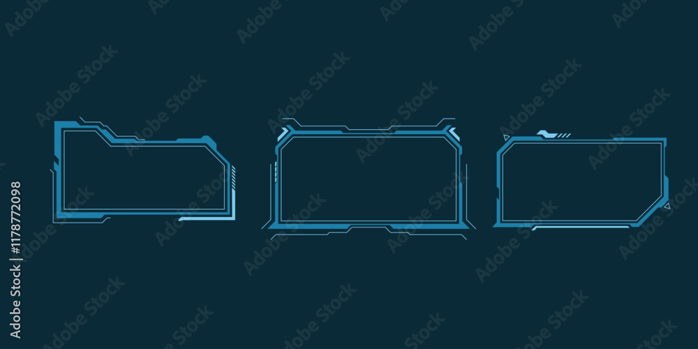 Poster hud futuristic user screen control interface set. abstract virtual hologram target monitor concept d