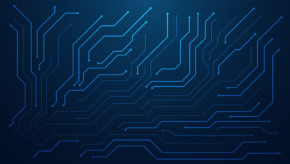 Futuristic Circuit Board Design Background with Blue Technology Lines