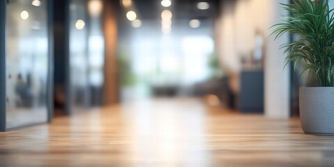 Fototapeta premium Blurred Abstract Office Interior with Modern Design and Natural Elements in a Contemporary Workspace Atmosphere