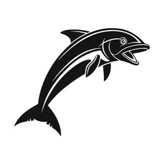 Fototapeta premium Silhouette of a leaping fish, perfect for logos or aquatic themes icon