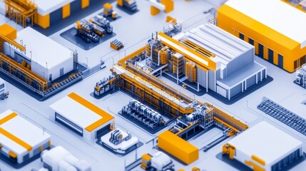 Aerial view of a modern industrial facility with machinery and storage units.