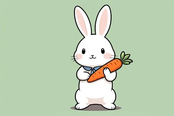 Obraz premium there is a cartoon rabbit holding a carrot in its hands
